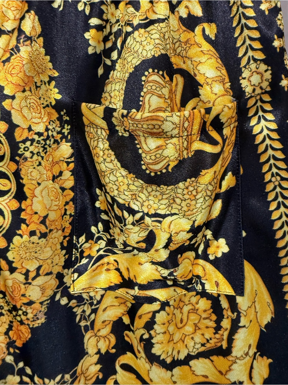 Versace Mens Black & Yellow Barocco printed Swim shorts - Picture 4 of 8